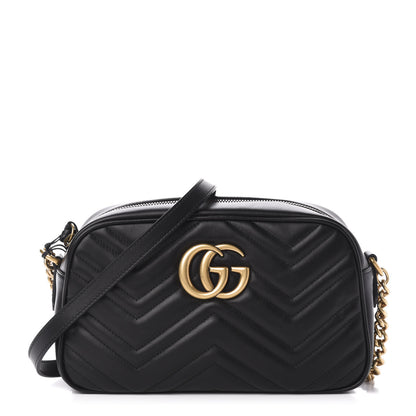 Gucci Calfskin Matelasse Small GG Marmont Chain Shoulder Bag Black 1 of 11