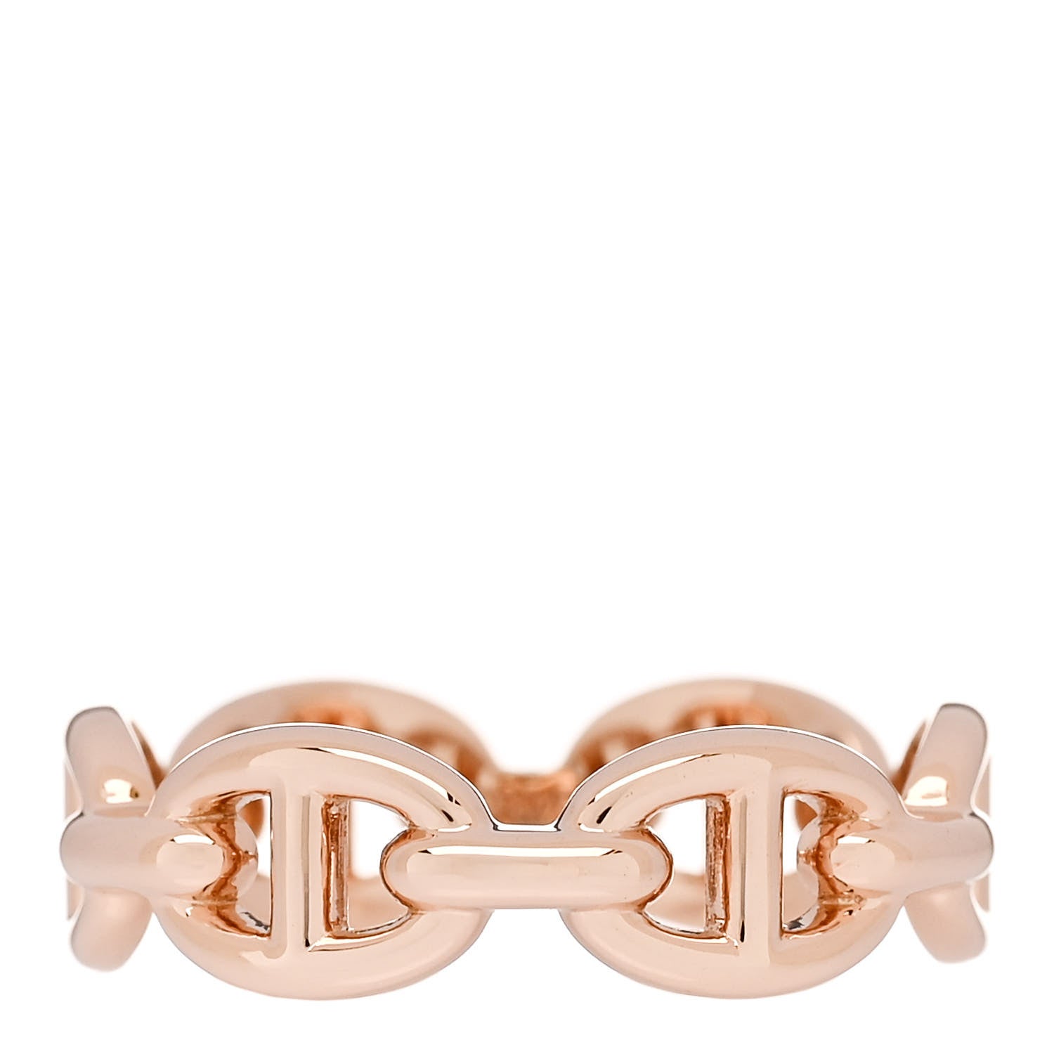 Hermes 18K Rose Gold PM Chaine d'Ancre Enchainee Ring 52 6 1 of 7