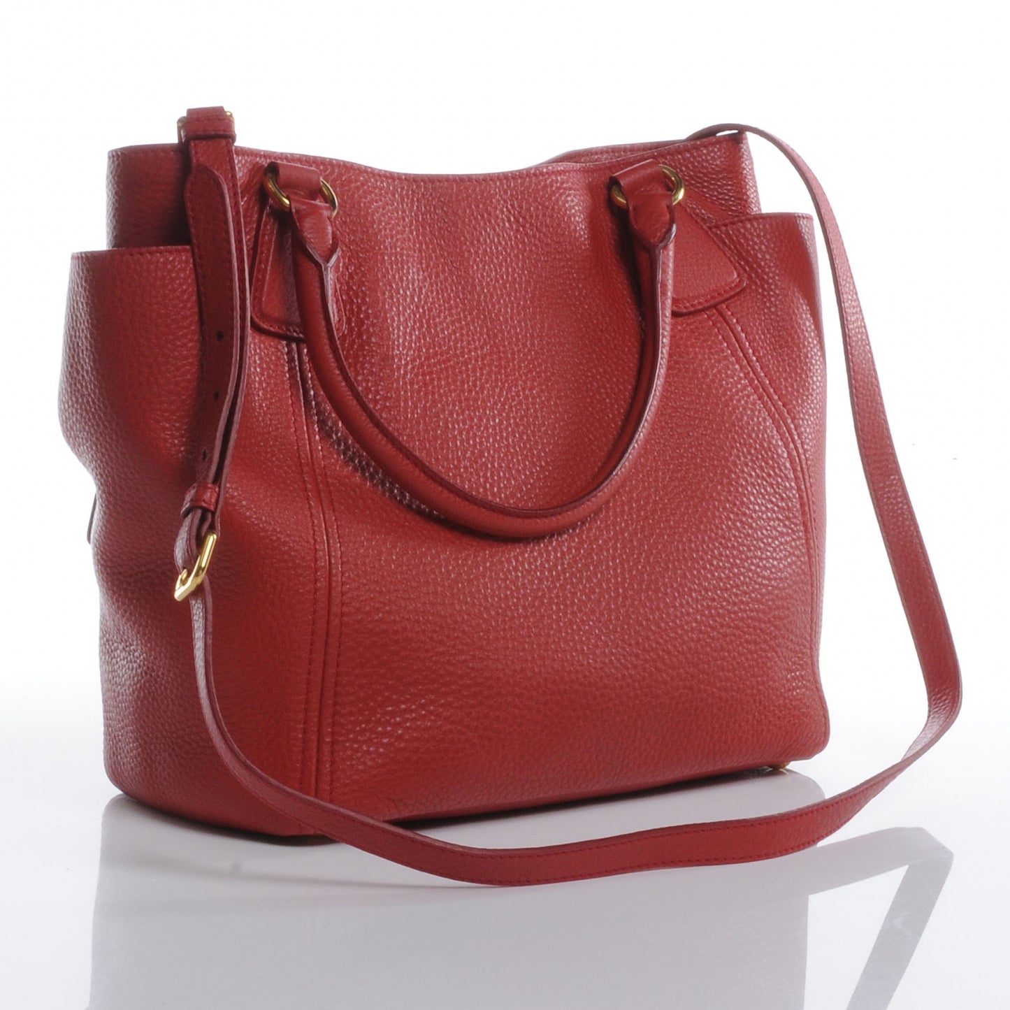 Vitello Daino Convertible Side Pocket Hobo Rosso