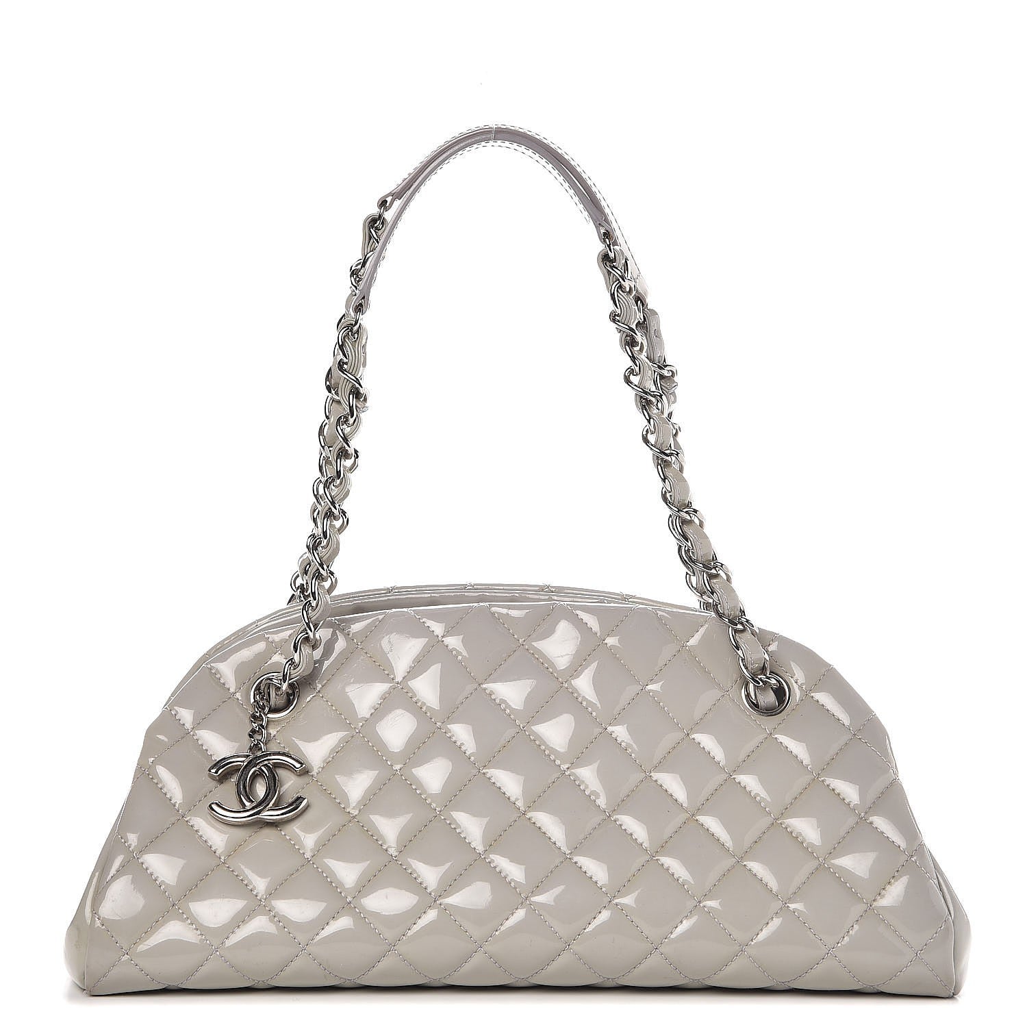 Chanel Patent Quilted Medium Just Mademoiselle Grey 1 of 13