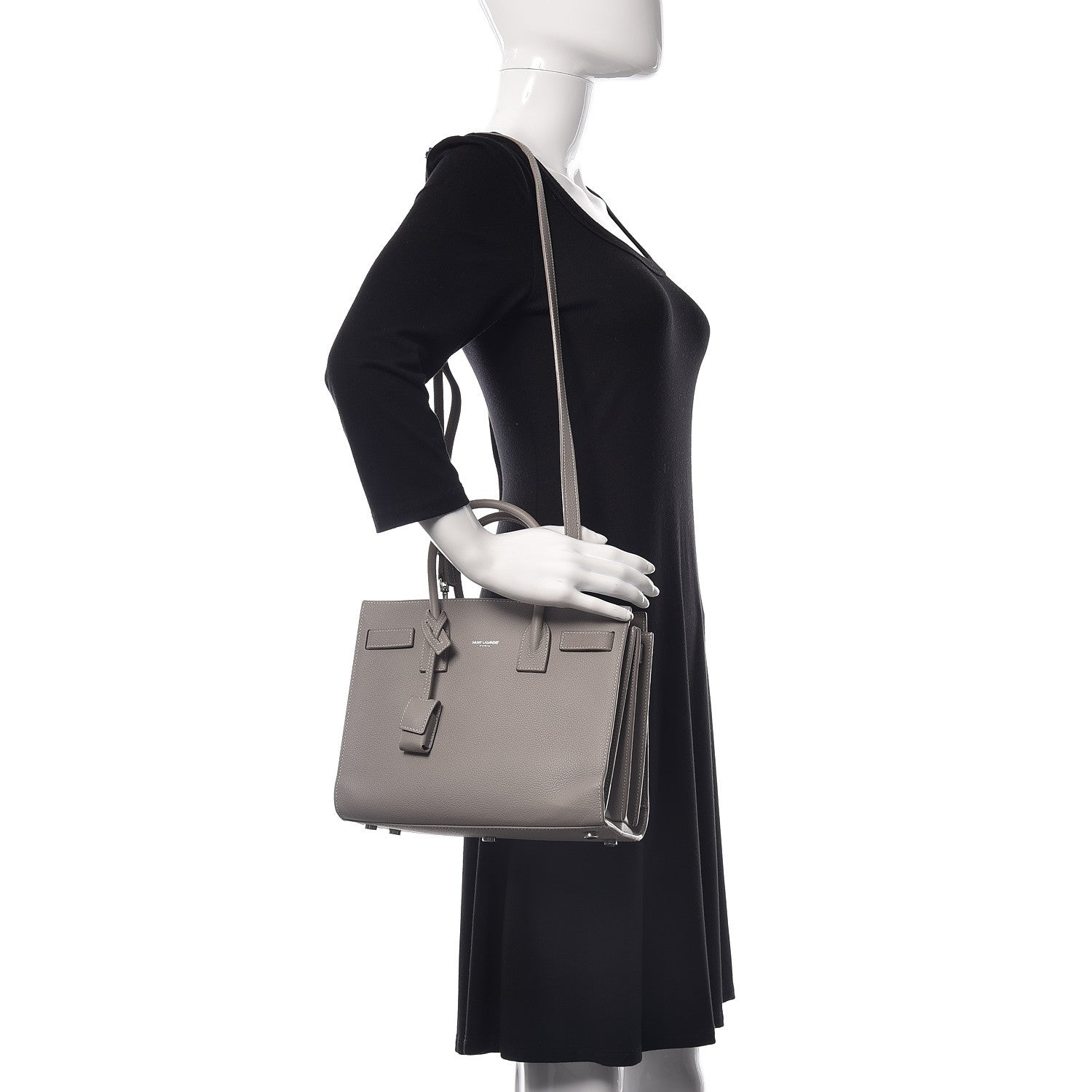 Saint Laurent Grained Calfskin Topstich Baby Sac De Jour Grey 1 of 10