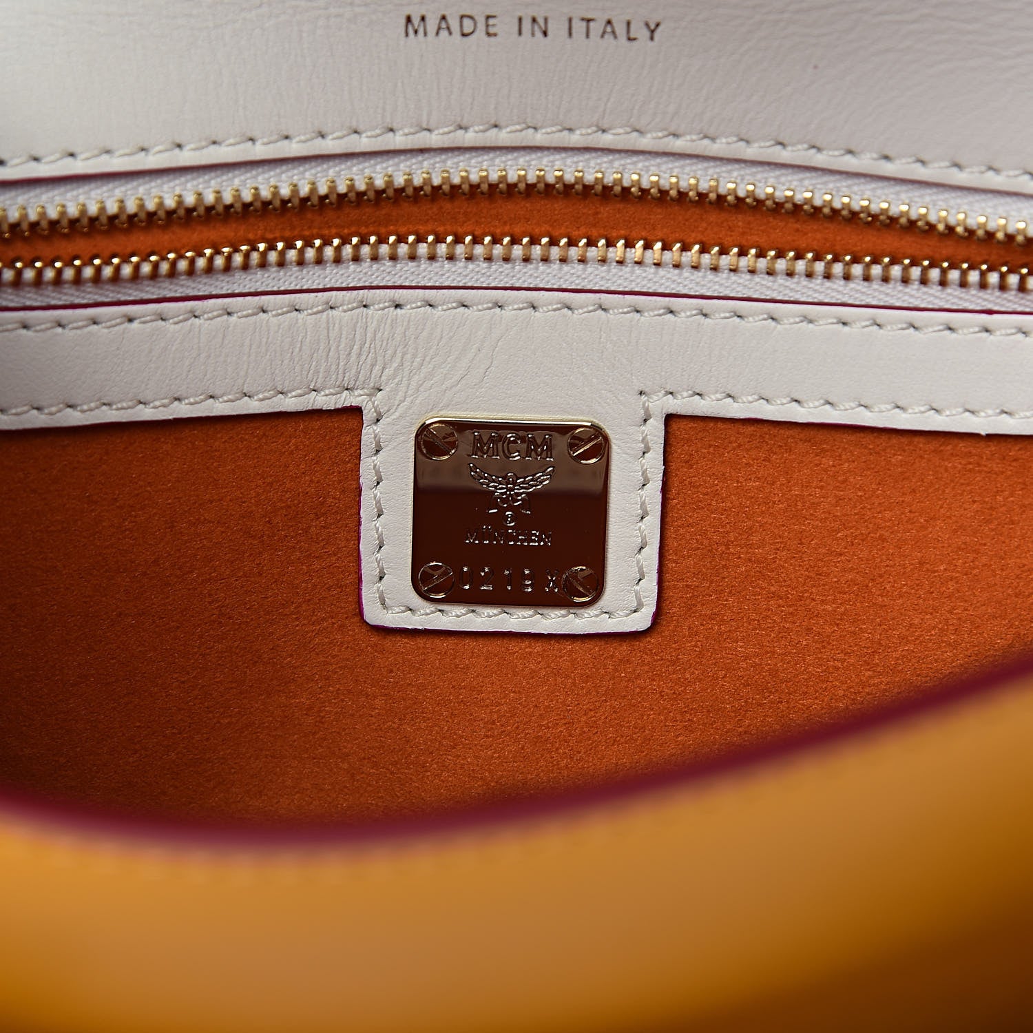 MCM Visetos Small Patricia Satchel Cognac White 7 of 10