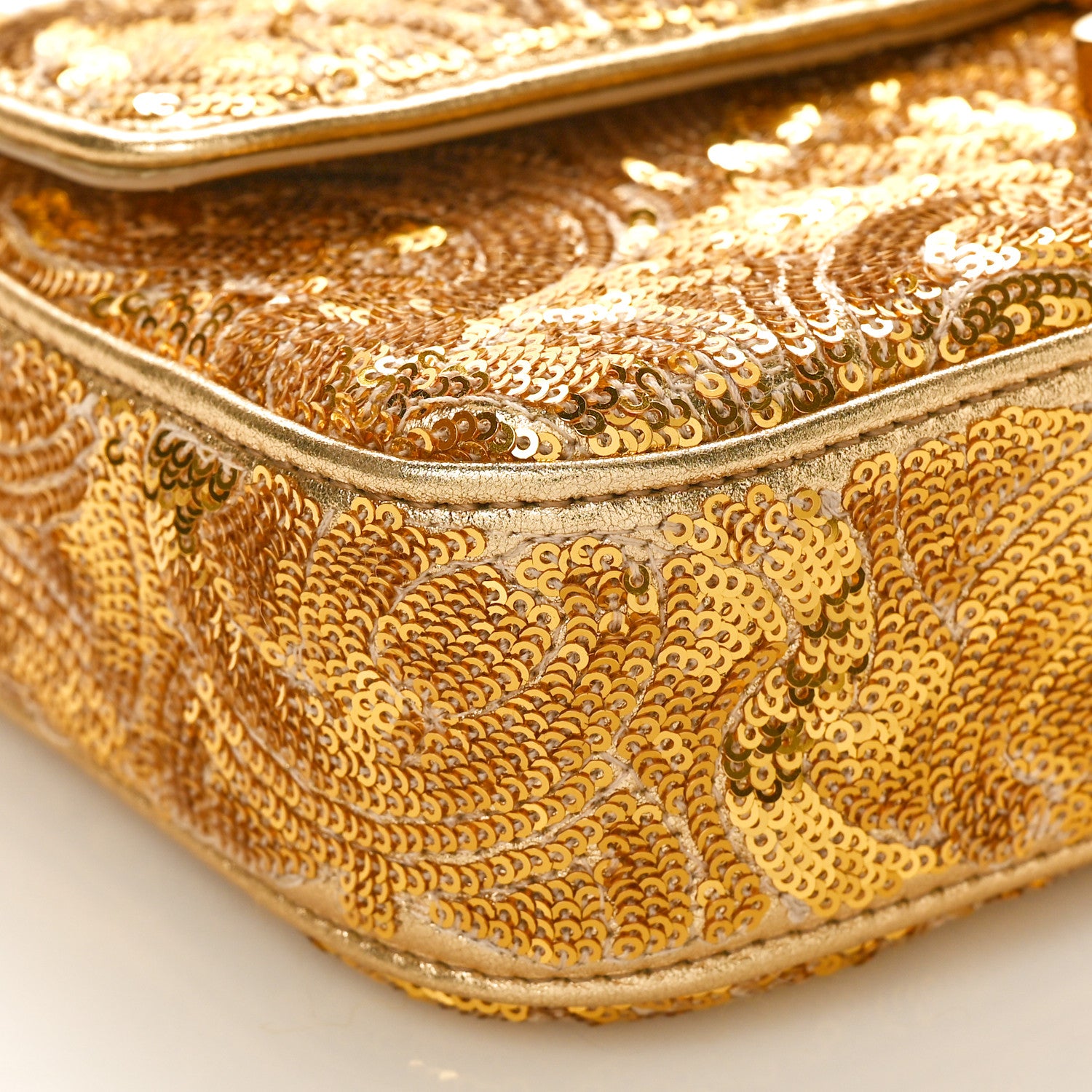 Celine Sequin Triomphe Chain Shoulder Bag Gold 10 of 11