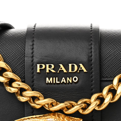 Prada City Calf Saffiano Animalier Cahier Bag Black 8 of 11