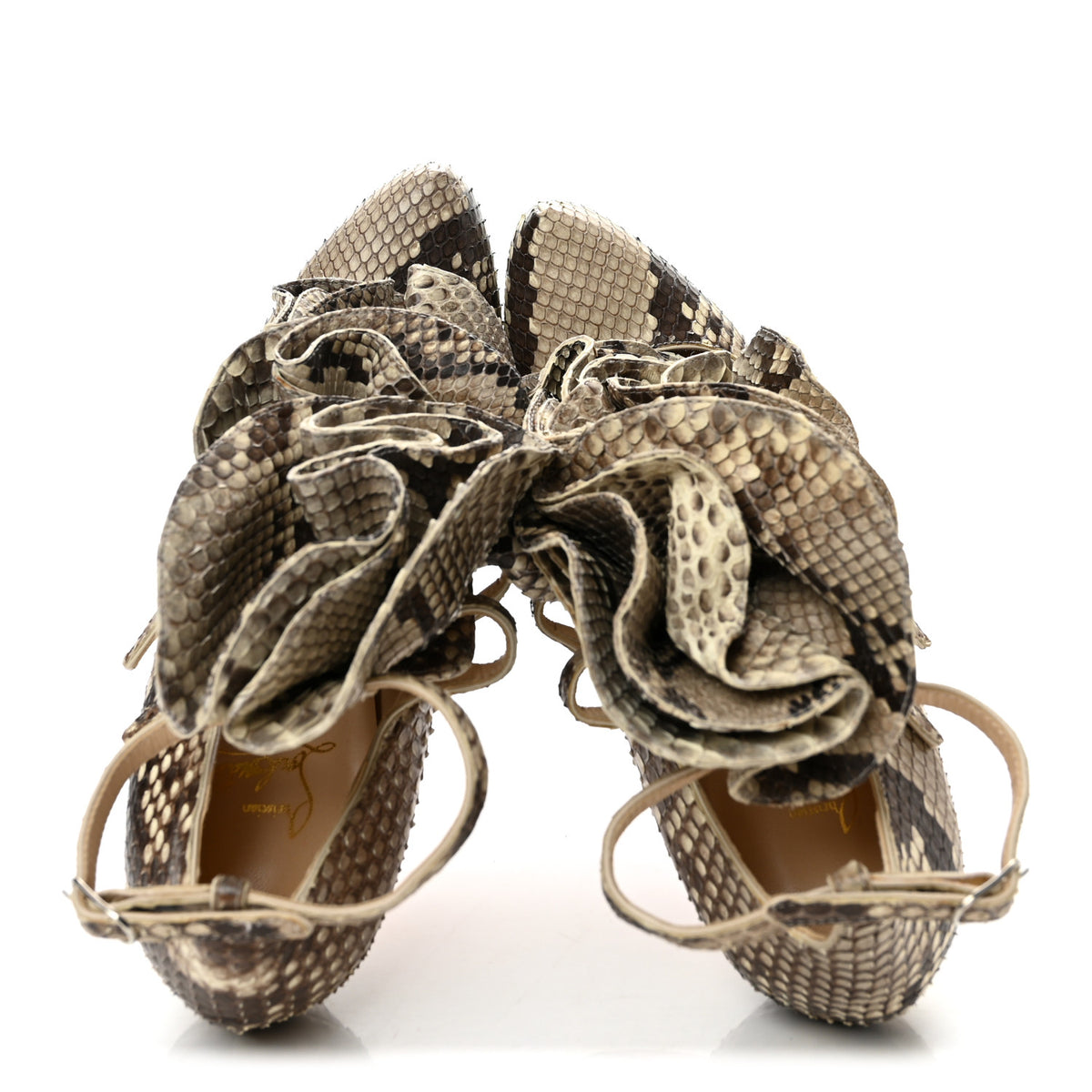 Christian Louboutin Snakeskin Ruffle 120 Pumps 39 Roccia 2 of 9