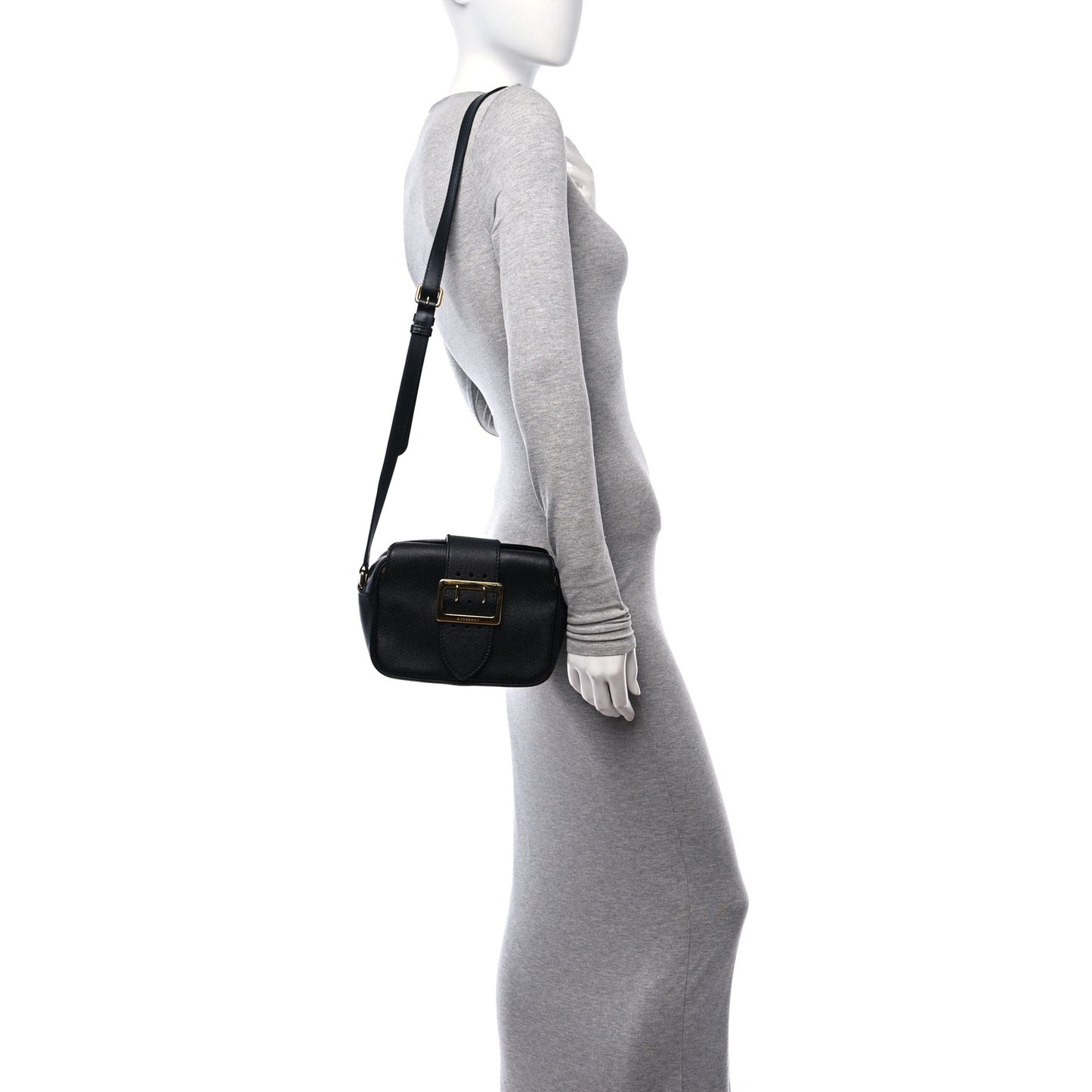 Soft Grain Calfskin Small Buckle Zip Bag Black