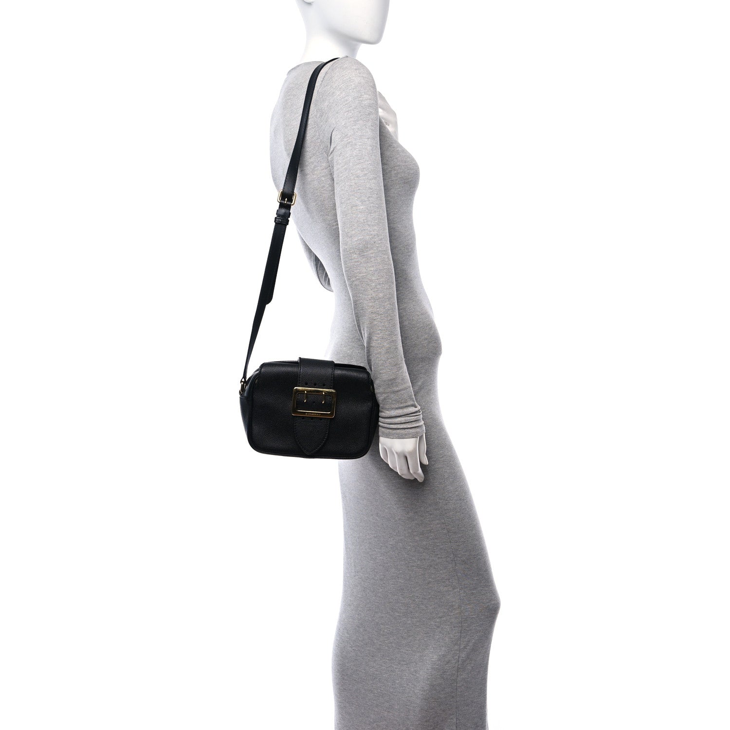 Burberry Soft Grain Calfskin Small Buckle Zip Bag Black 3 of 9