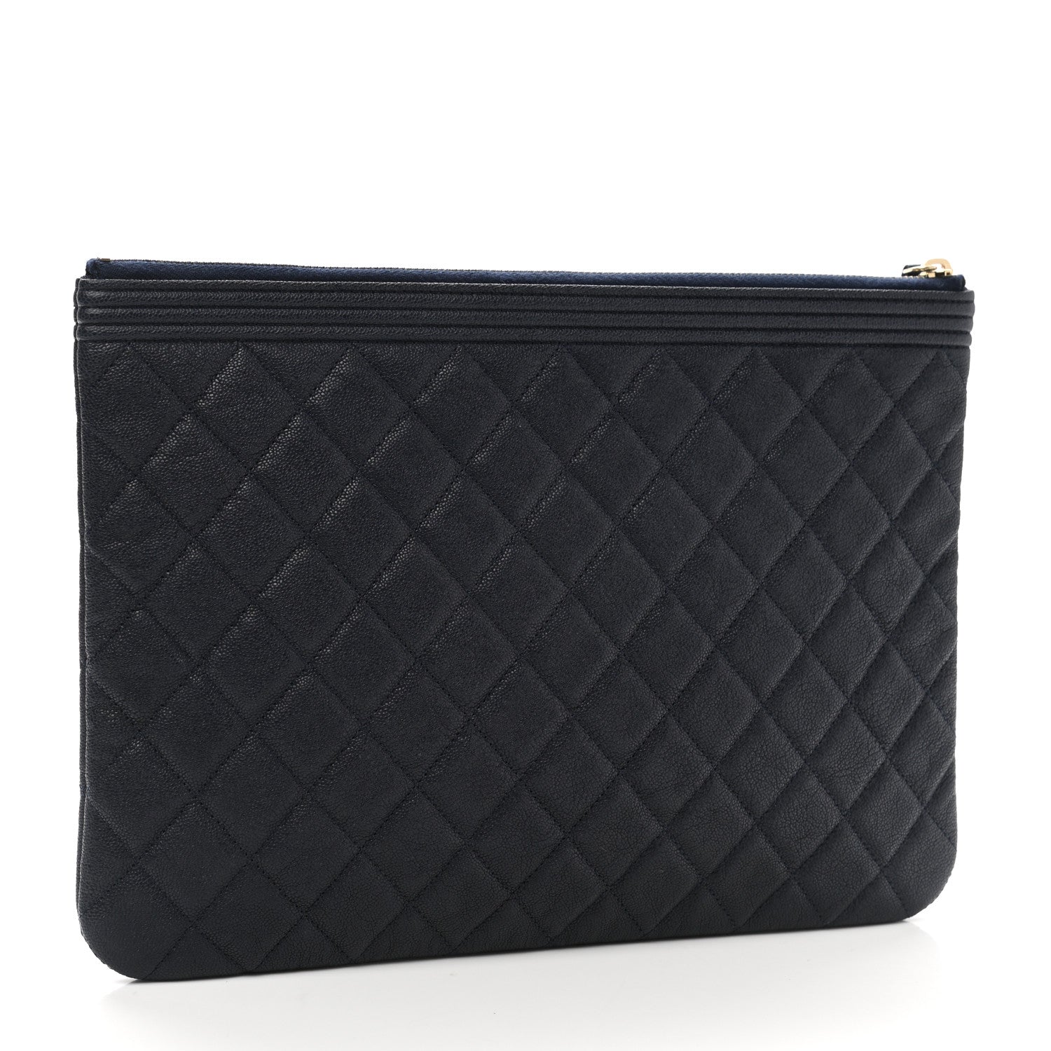 Chanel Caviar Quilted Medium Boy Cosmetic Case Blue 3 of 7
