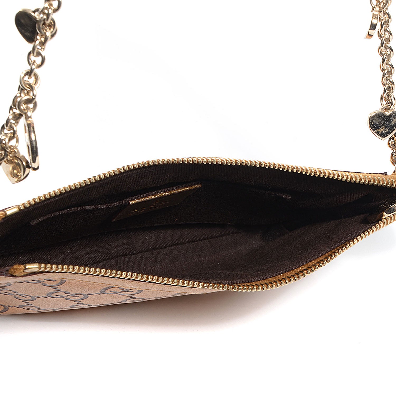 Gucci Metallic Guccissima Heart Chain Pochette Bronze 5 of 7