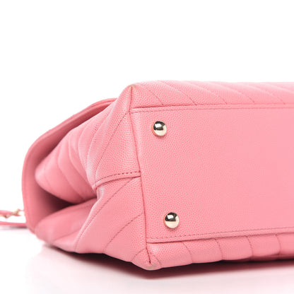 Chanel Caviar Chevron Quilted Small Coco Handle Flap Pink 6 of 10