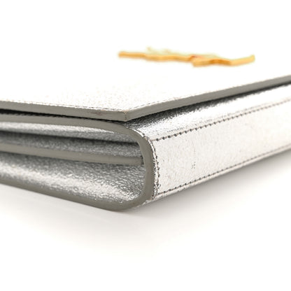 Saint Laurent Metallic Calfskin Monogram Chain Wallet Platine 10 of 16