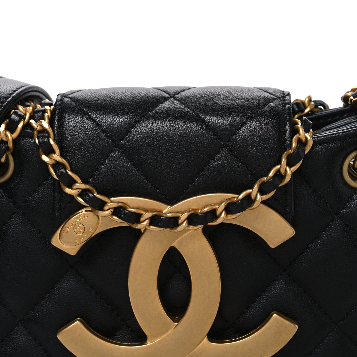 Chanel Lambskin Quilted Small Giant CC Flap Bag Black 8 of 10