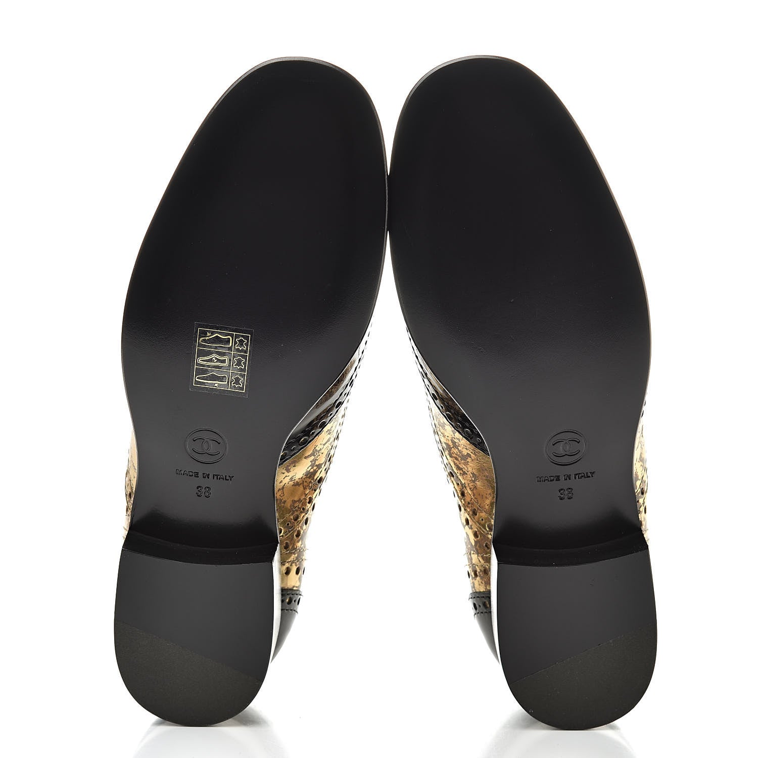 Chanel Fantasy Patent Calfskin Lace Up Oxfords 38 Gold Black 5 of 8