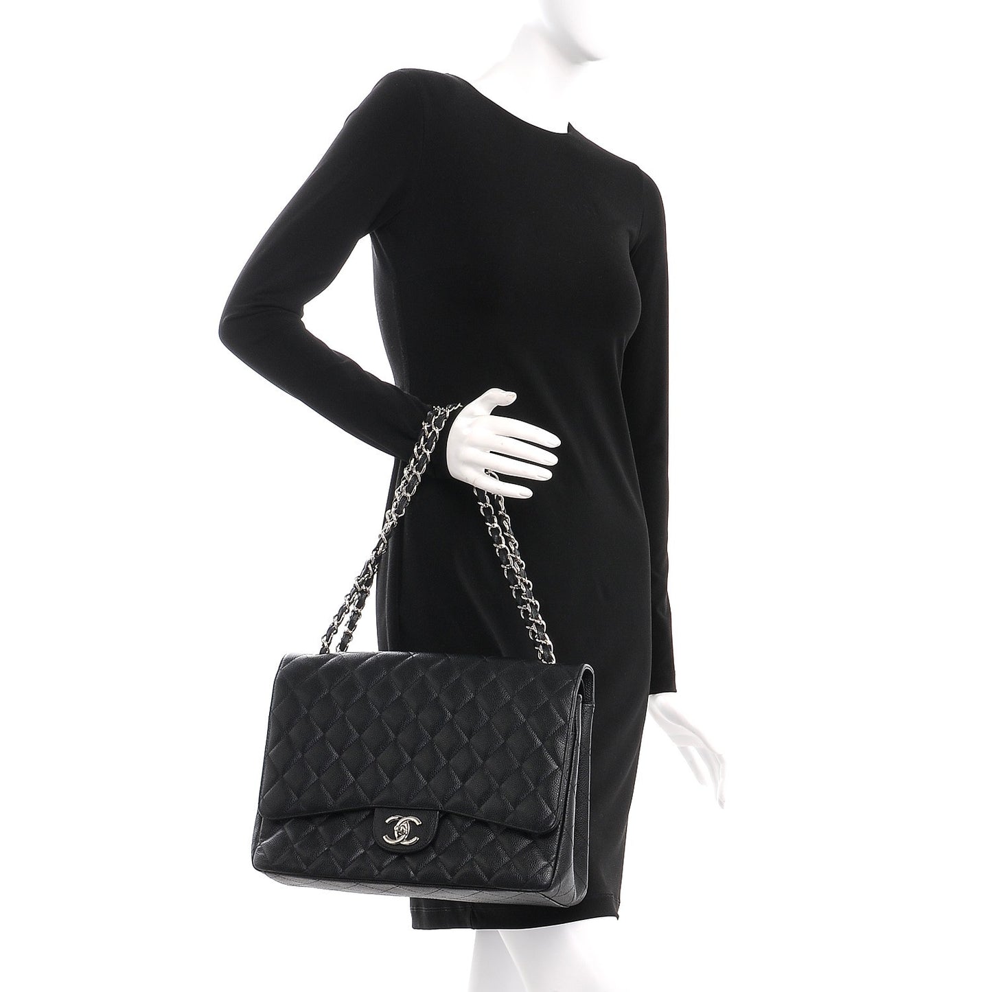 Caviar Quilted Maxi Double Flap Black