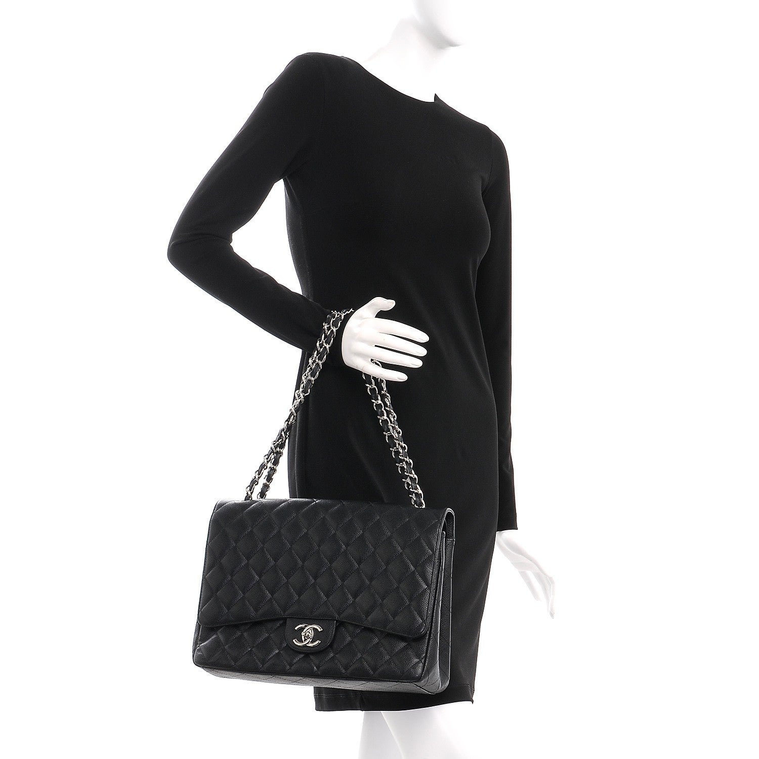 Chanel Caviar Quilted Maxi Double Flap Black 3 of 8