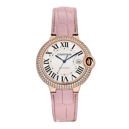 Cartier 18K Pink Gold Alligator Diamond Bezel 42mm Ballon Bleu De Cartier Automatic Watch Pink 1 of 5