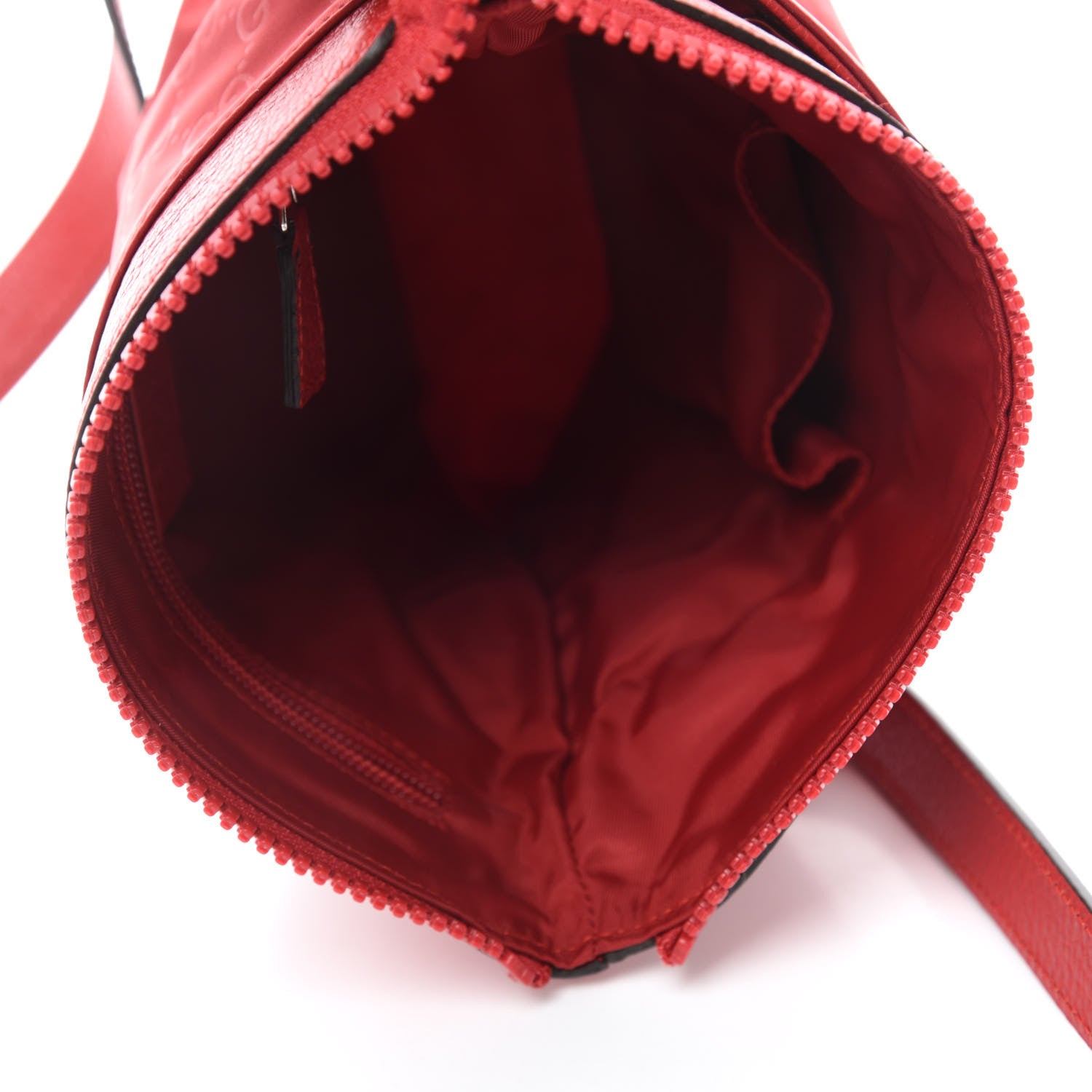 Gucci Nylon Monogram Dollar Calfskin Small Flat Messenger Bag Vibrant Red 5 of 10