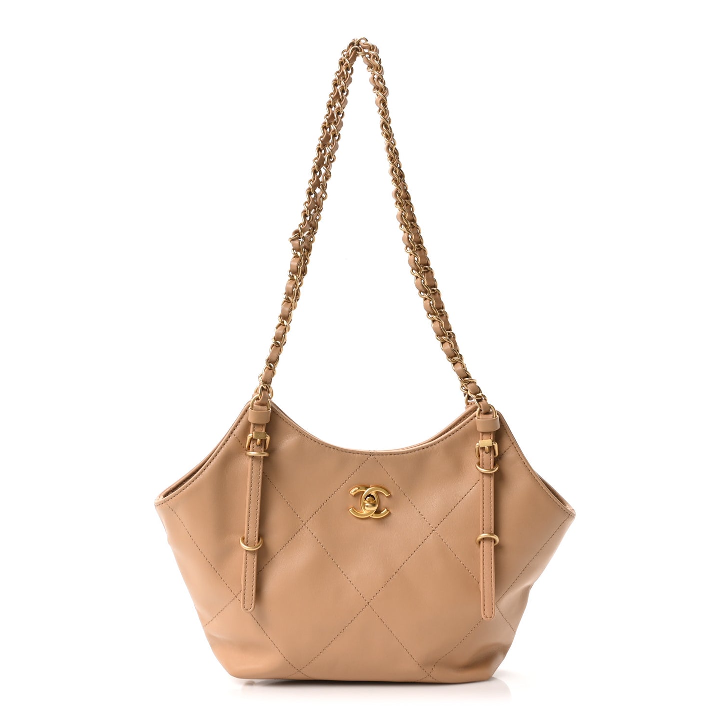 Calfskin Quilted Mini Coco Shopping Bag Brown