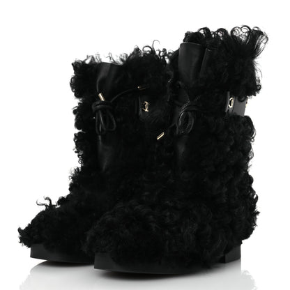 Chanel Shearling Sheepskin High Boots 38 Black 4 of 10