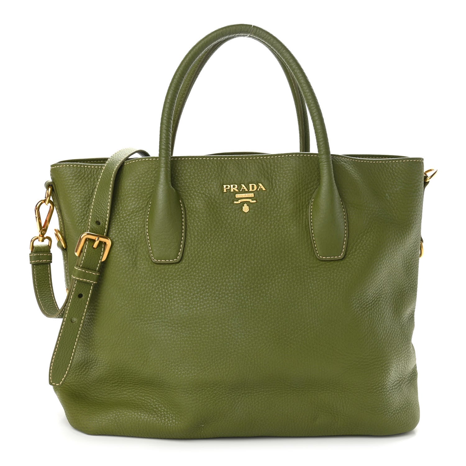 Prada Vitello Daino Shopping Tote Green 1 of 10