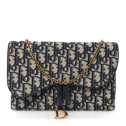 Christian Dior Oblique Saddle Chain Pouch Blue 1 of 9