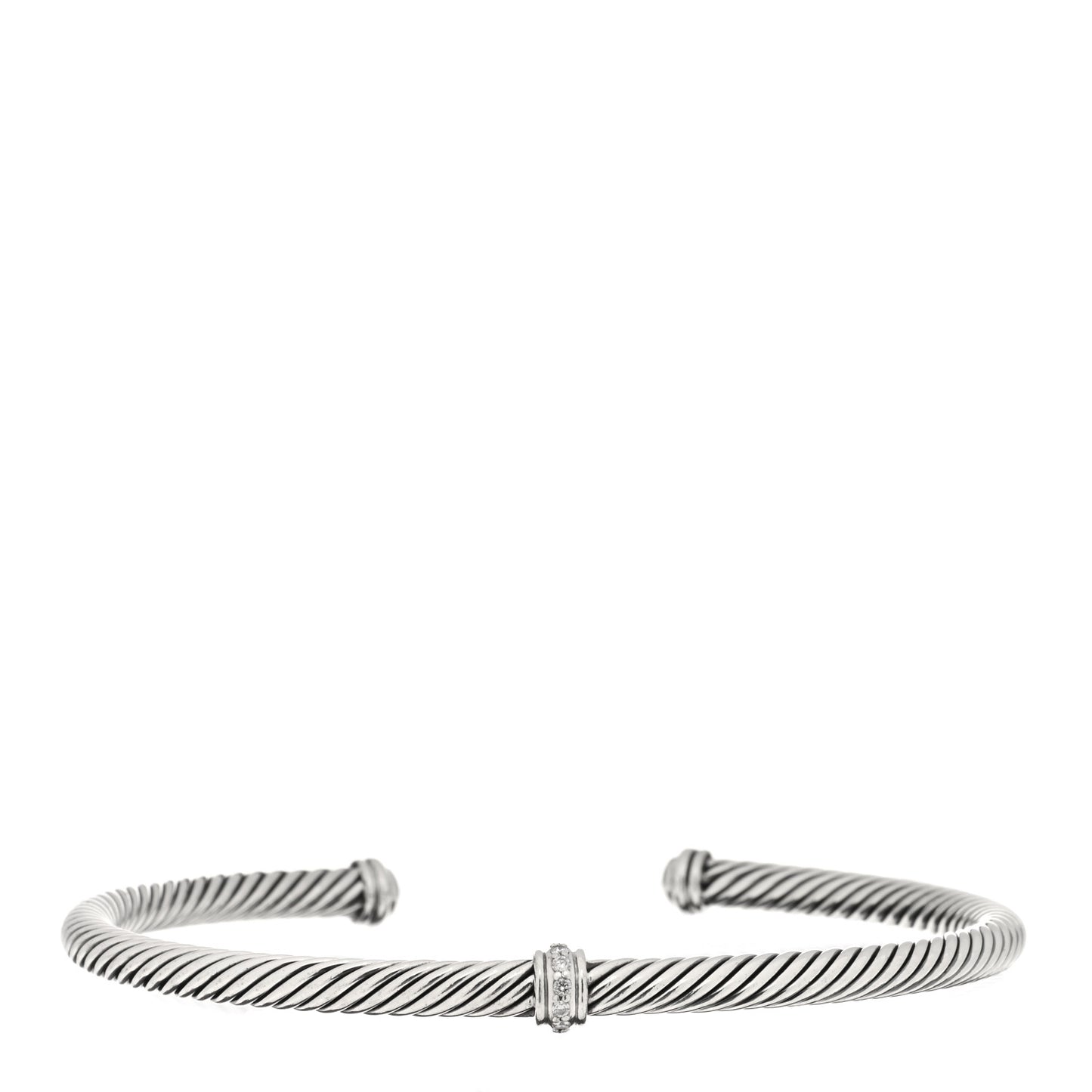 Sterling Silver Diamond 4mm Cable Classics Single Station Bracelet