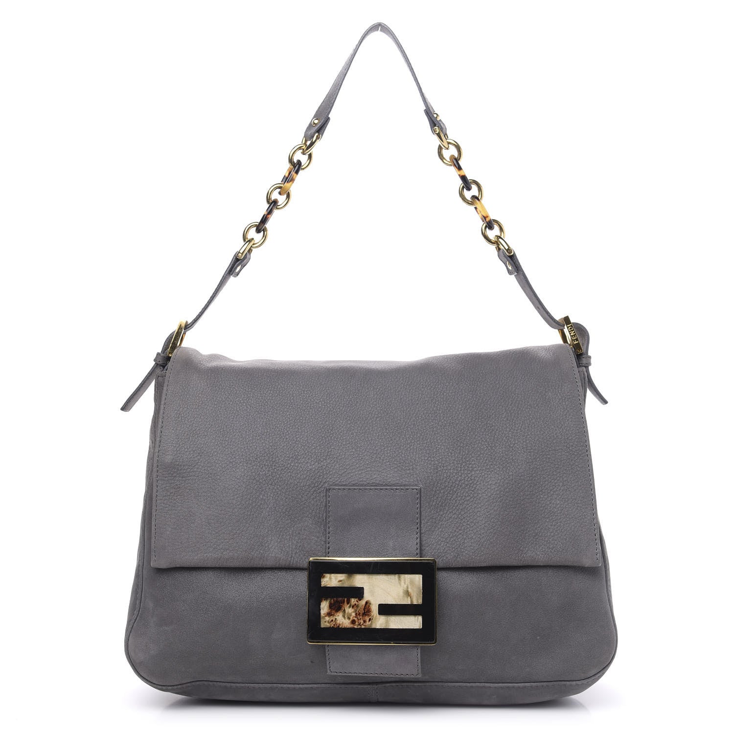 Fendi Vitello Savana Big Mama Baguette Grigio Tartaruga Natural 1 of 12