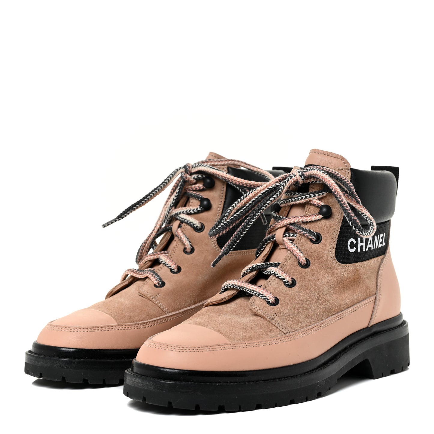Suede Calfskin Lace Up Boots 40 Pink