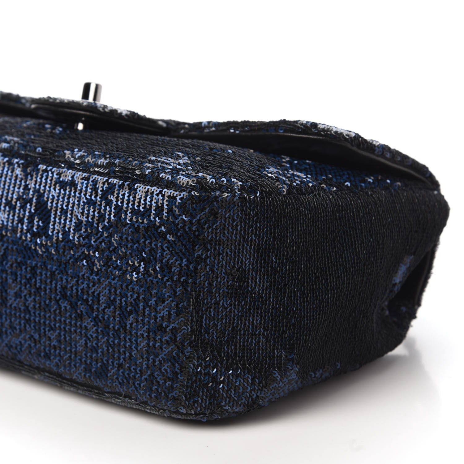 Chanel Sequin Small Single Flap Blue Black 7 of 10