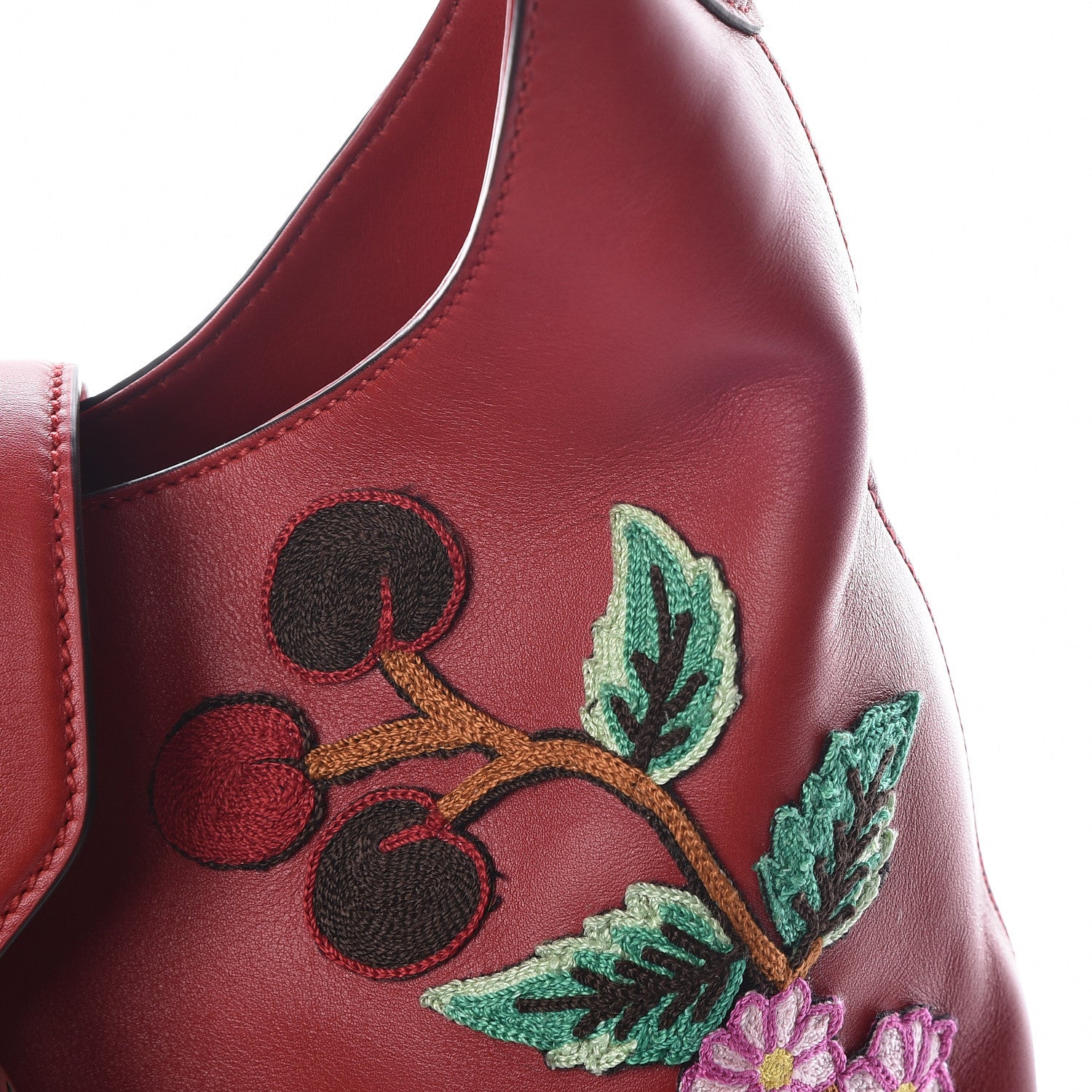 Gucci Calfskin Web Embroidered Medium Dionysus Hobo Hibiscus Red 9 of 11