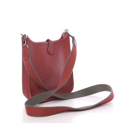 Hermes Taurillon Clemence Amazone Evelyne TPM Rouge Casaque Etain 3 of 12