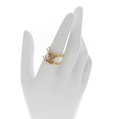 Louis Vuitton Metal Crystal Iconic Tresor Ring L Gold 2 of 5