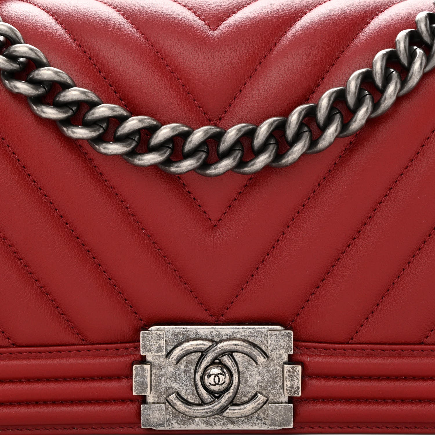 Chanel Calfskin Chevron Quilted Medium Boy Flap Dark Red 8 of 11