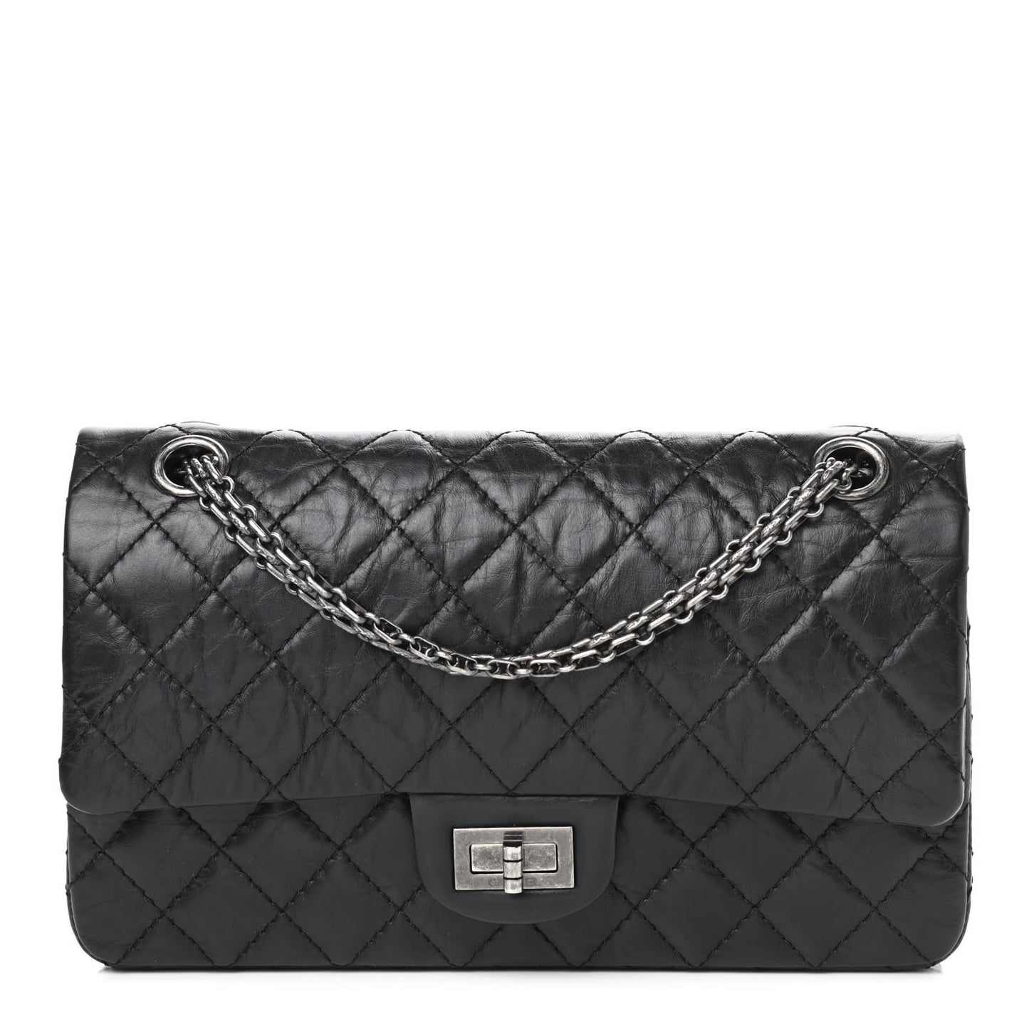 Aged Calfskin Quilted 2.55 Reissue 225 Flap Black