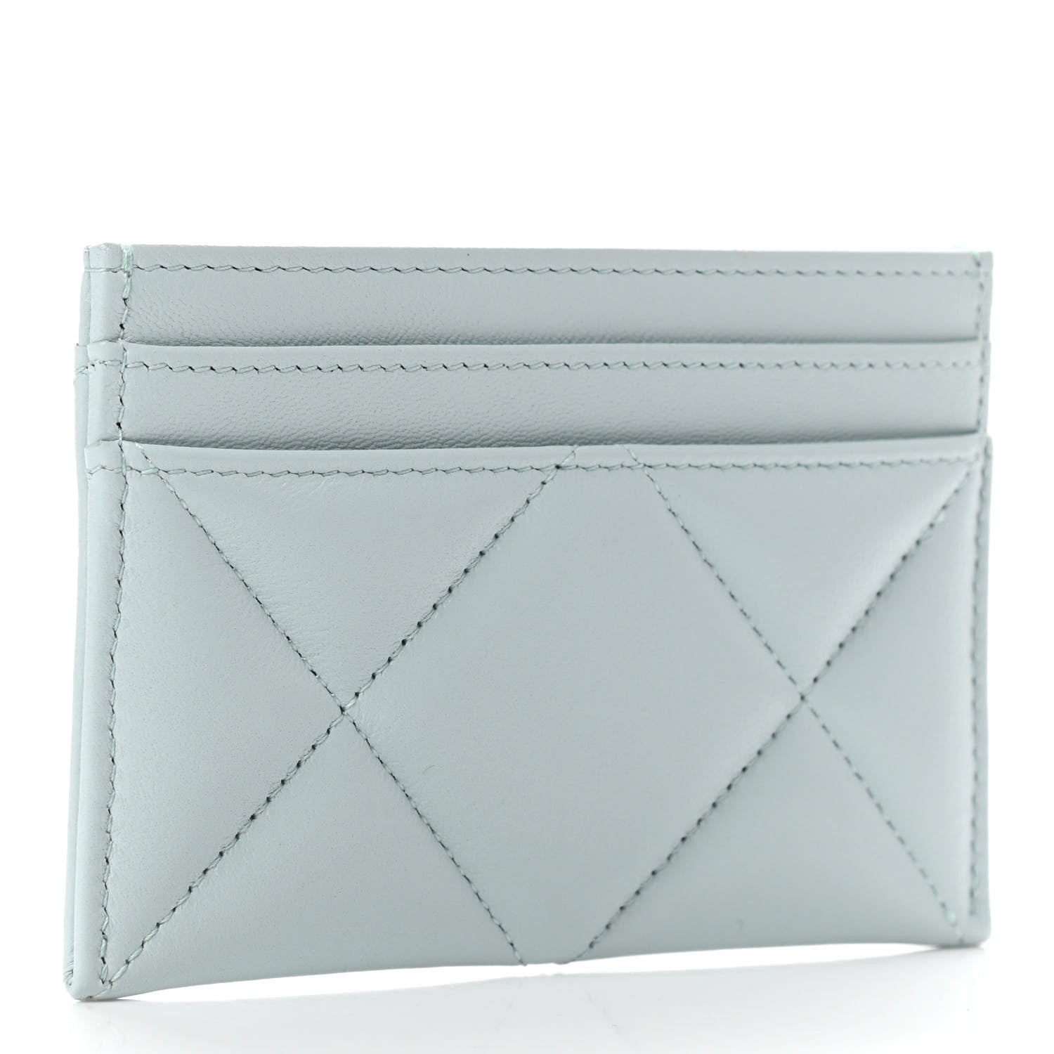 Chanel Lambskin Quilted Chanel 19 Card Holder Light Blue 3 of 8