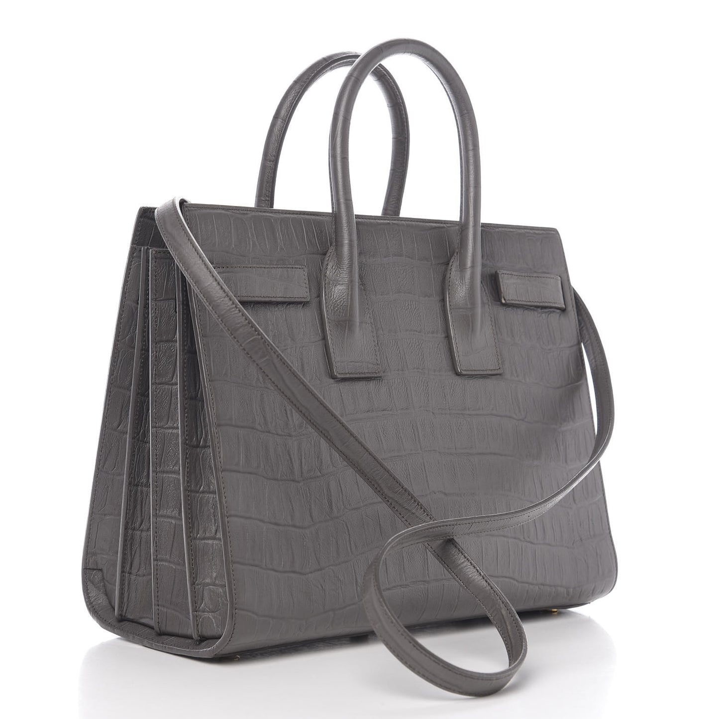Calfskin Crocodile Embossed Small Sac De Jour Earth