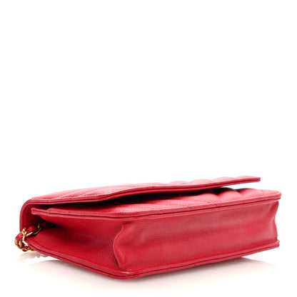 Chanel Caviar Chevron Ancient Greek Charms Quilted Wallet On Chain WOC Red 4 of 9