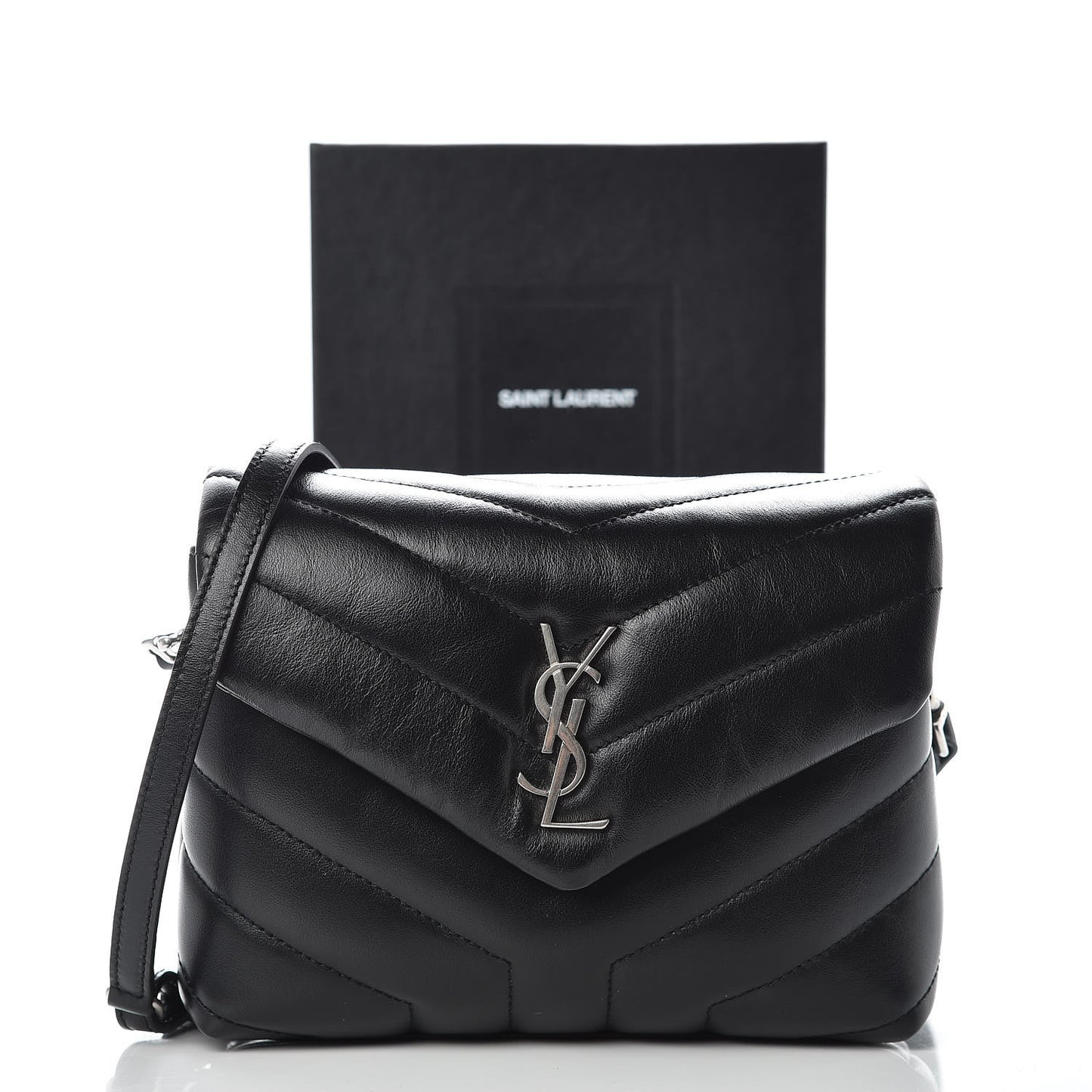 Calfskin Y Quilted Monogram Toy Loulou Crossbody Bag Black