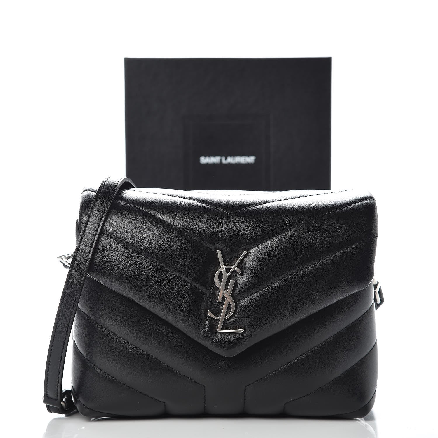 Saint Laurent Calfskin Y Quilted Monogram Toy Loulou Crossbody Bag Black 11 of 11