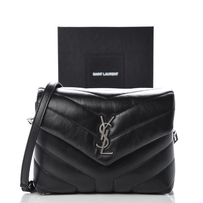 Saint Laurent Calfskin Y Quilted Monogram Toy Loulou Crossbody Bag Black 11 of 11