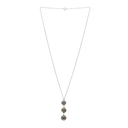 Mikimoto 18K White Gold Diamond South Sea Pearl Three Pearl Drop Necklace 3 of 4