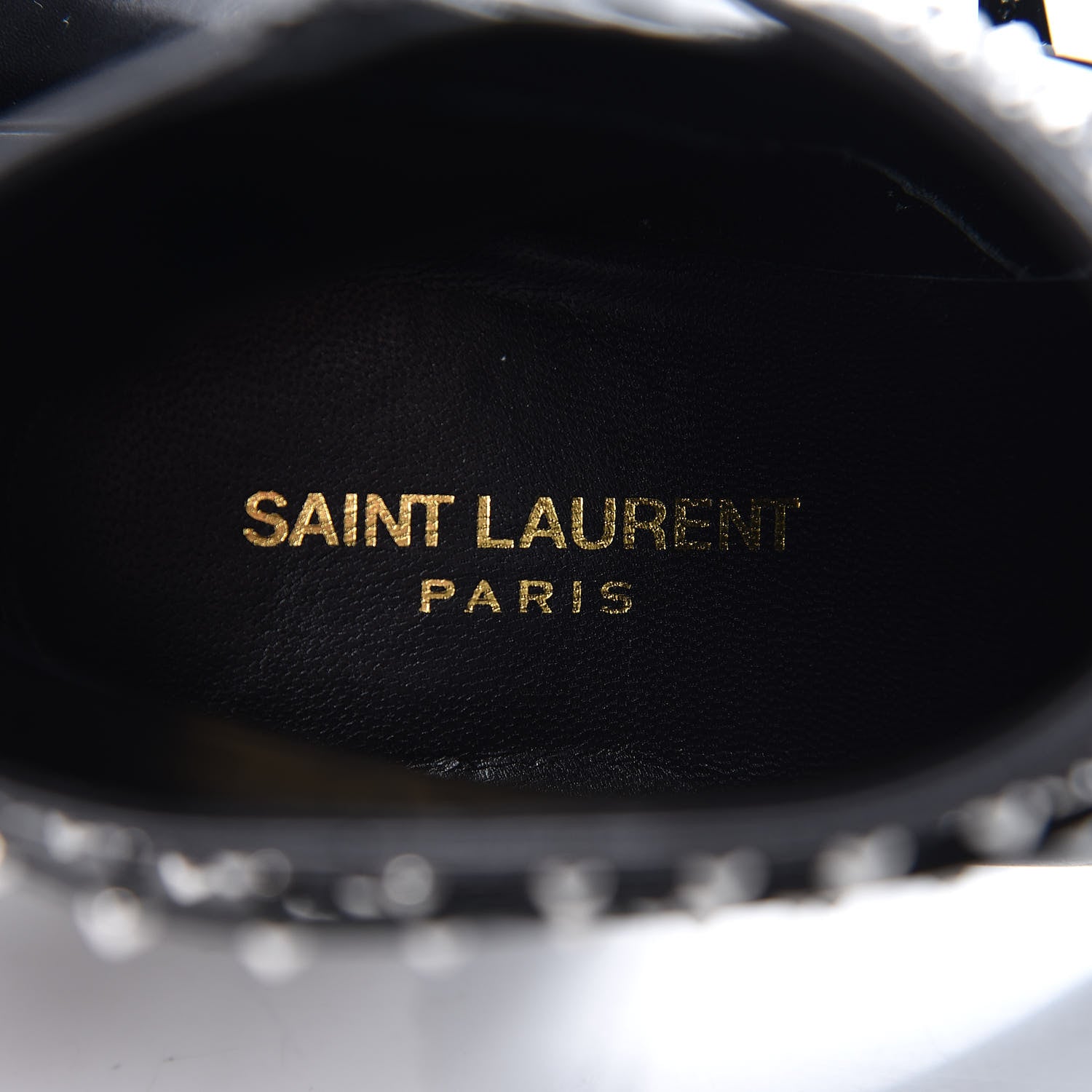 Saint Laurent Smooth Calfskin Studded Strap French Boots 38 Black 5 of 8