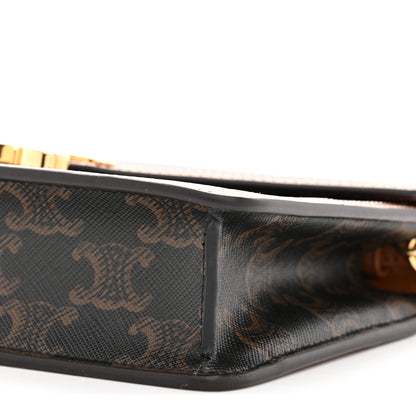 Celine Triomphe Canvas Calfskin Margo Wallet on Chain Tan 10 of 13