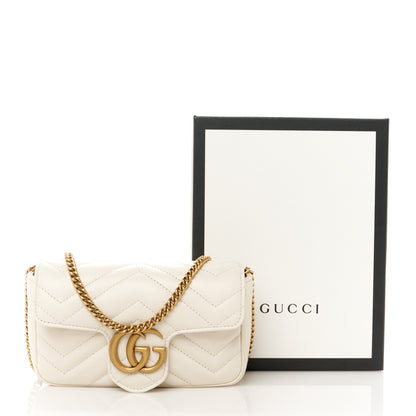 Gucci Calfskin Matelasse Super Mini GG Marmont Shoulder Bag White 11 of 11