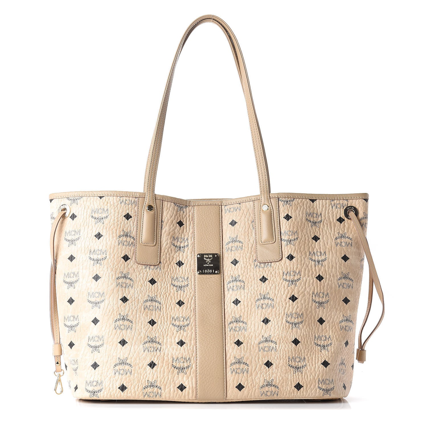 MCM Visetos Medium Liz Reversible Shopper Tote Beige 1 of 12