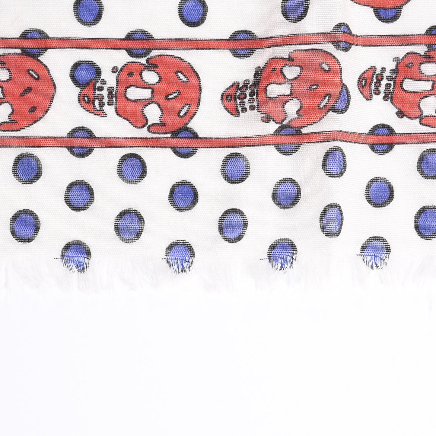 Cashmere Silk Skull Polka Dot Scarf Ivory Red