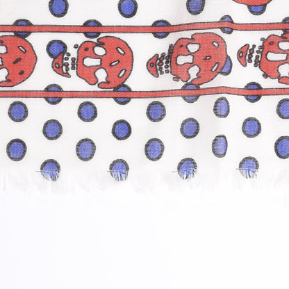 Alexander McQueen Cashmere Silk Skull Polka Dot Scarf Ivory Red 4 of 4