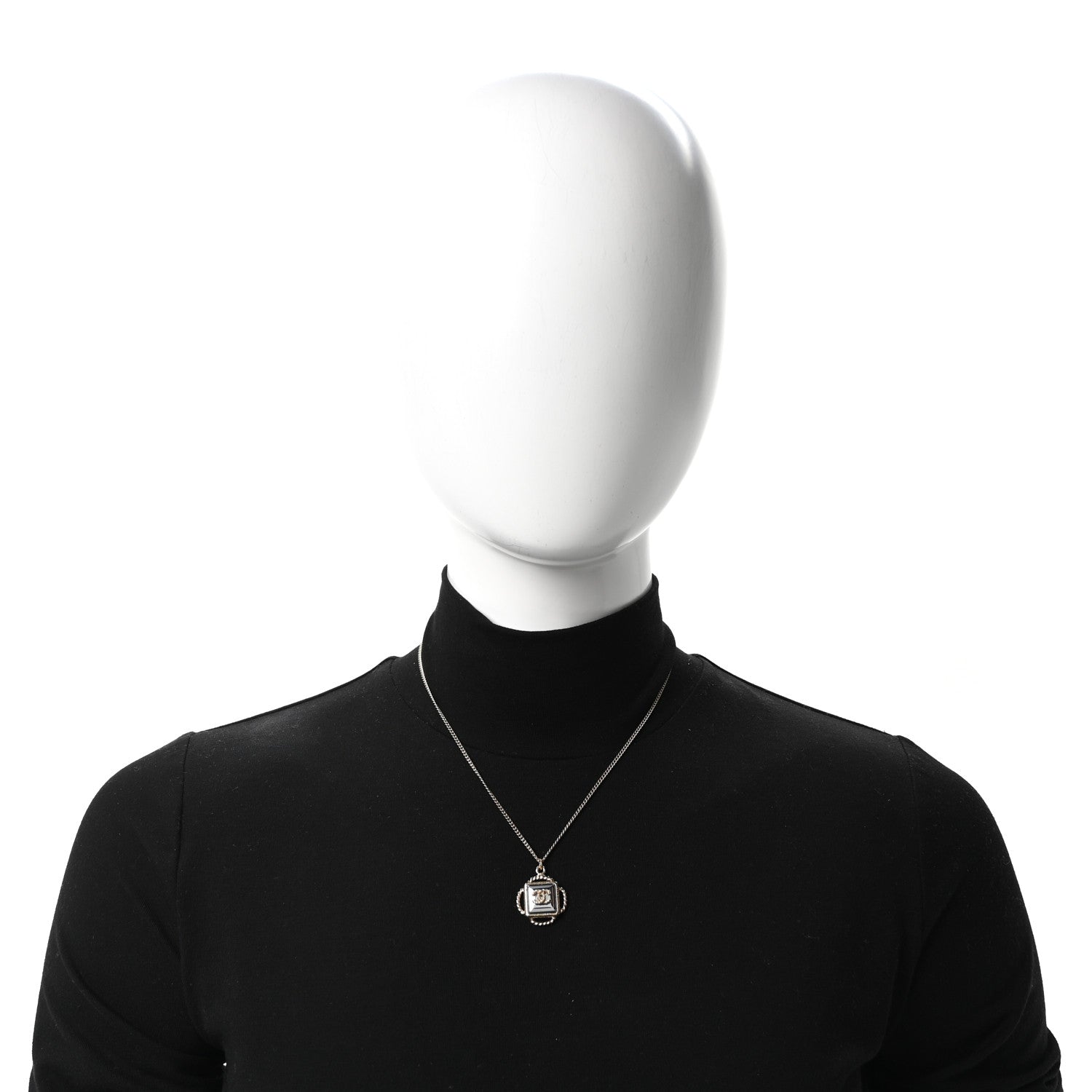 Chanel Mirror Twisted CC Pendant Necklace Gold Dark Grey 2 of 4