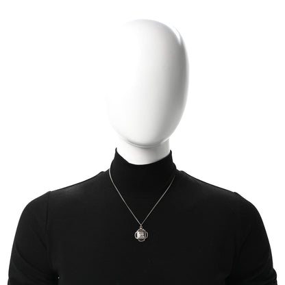 Chanel Mirror Twisted CC Pendant Necklace Gold Dark Grey 2 of 4