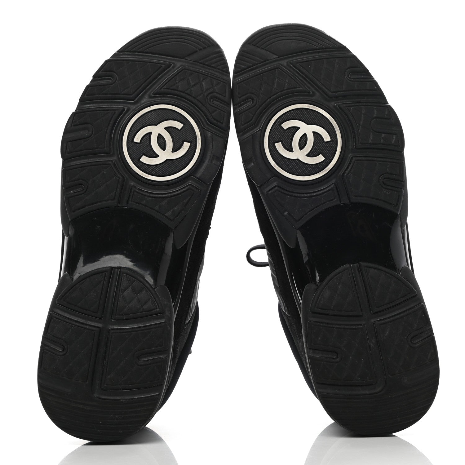 Chanel Nylon Calfskin Suede CC Sneakers 40 Black 5 of 8